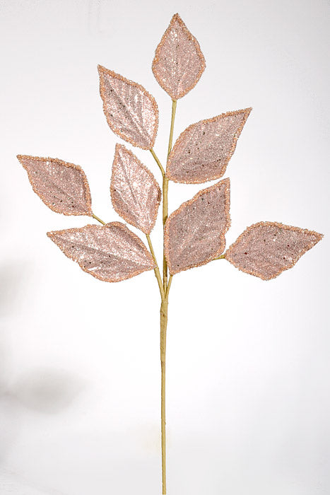 28" Glitter with Beaded Edge Salal Spray Blush