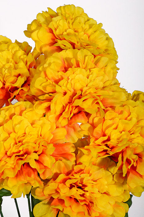 18" Artificial Marigold Bush Yellow