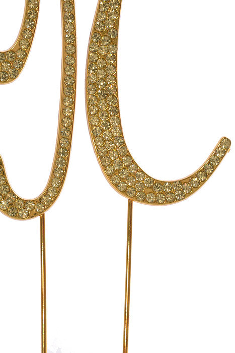 4.75" Rhinestone Monogram Letter "N" Gold