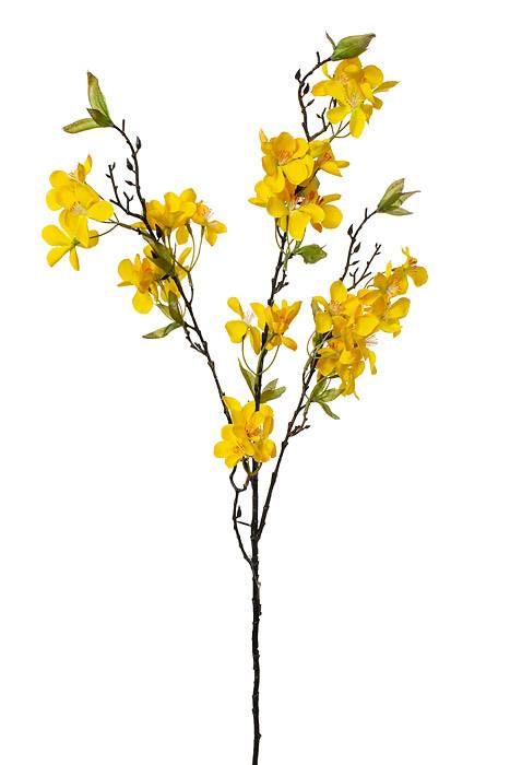 35" Silk Cherry Blossom Spray Yellow