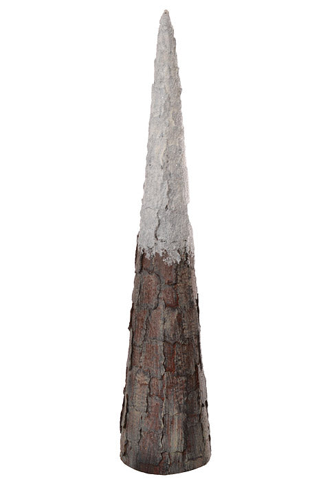 25" Bark Cone Tree With Snow Brown/White