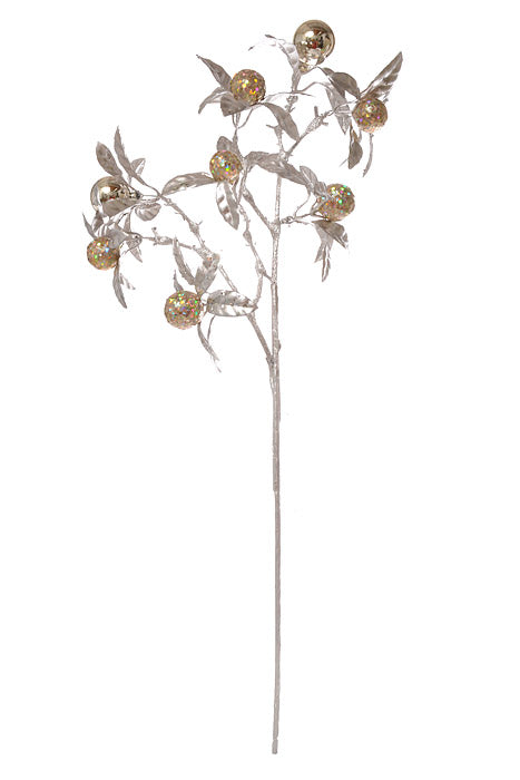 27" Glittered Berry Spray (Silver)