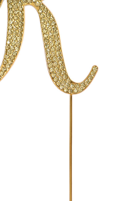 4.75" Rhinestone Monogram Letter "R" Gold