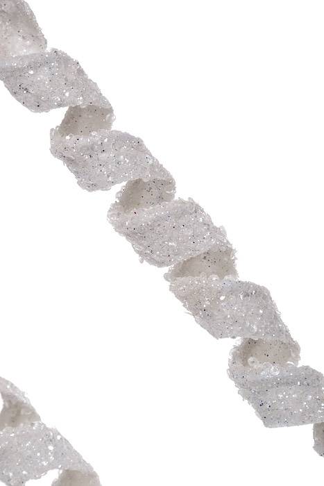 30" Crusted Sequin/Glitter Curley Spray White