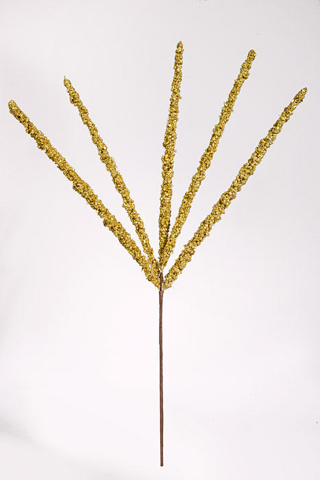 24" Glitter Foxtail Grass Spray Gold