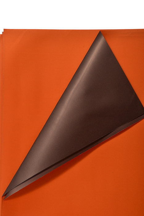 22.5" 2 Tone Waterproof Wrapping Paper Orange/Brown Pkg/20