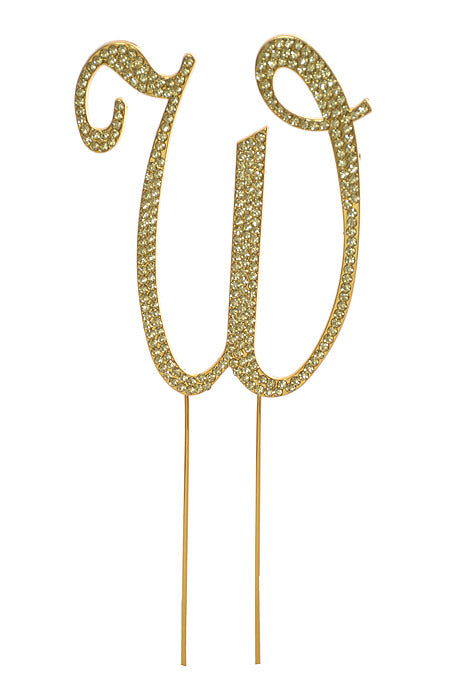 4.75" Rhinestone Monogram Letter "W" Gold