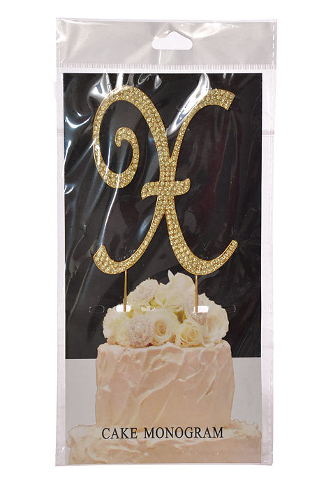 4.75" Rhinestone Monogram Letter "X" Gold