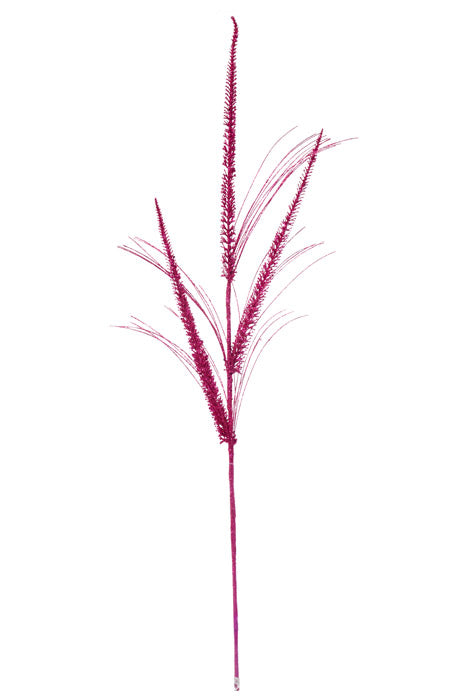 34" Glitter Mica Triple Spike Grass Spray Hot Pink