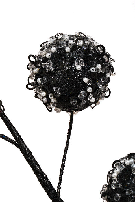 20" Glittered Ball Spray Black