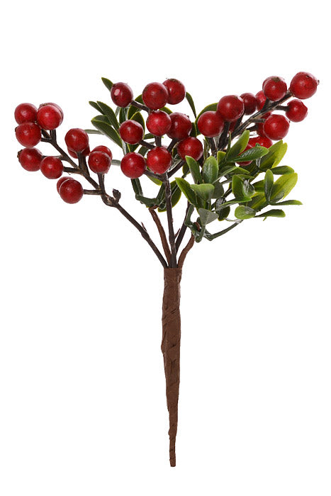 8" Berry Boxwood Pick Red