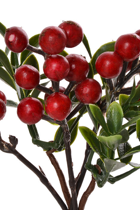 8" Berry Boxwood Pick Red