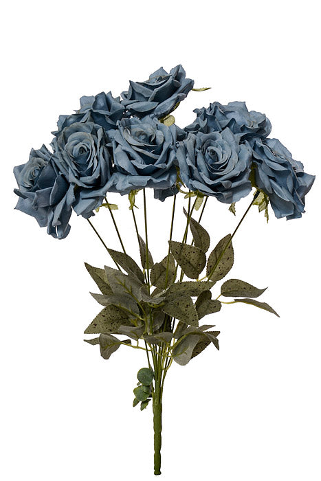 18" Silk Rose Bush Blue