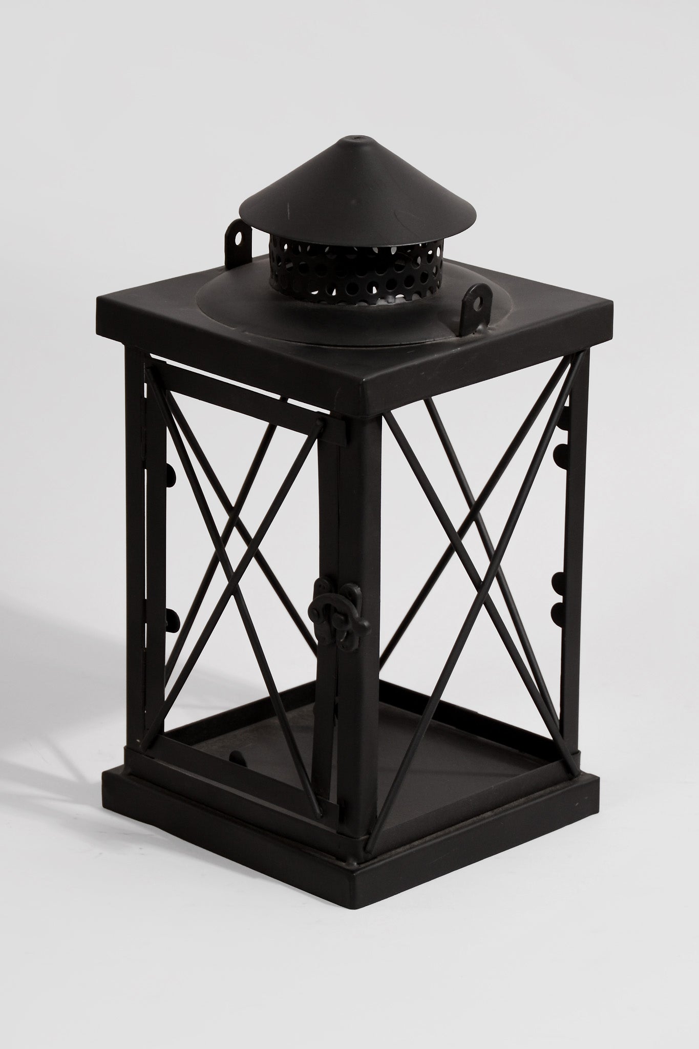 5.5" X 12" Metal & Glass Candle Lantern Brown/Copper