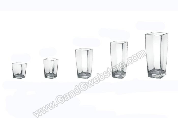 3" X 4" X 6" Tapered Square Glass Vase Clear