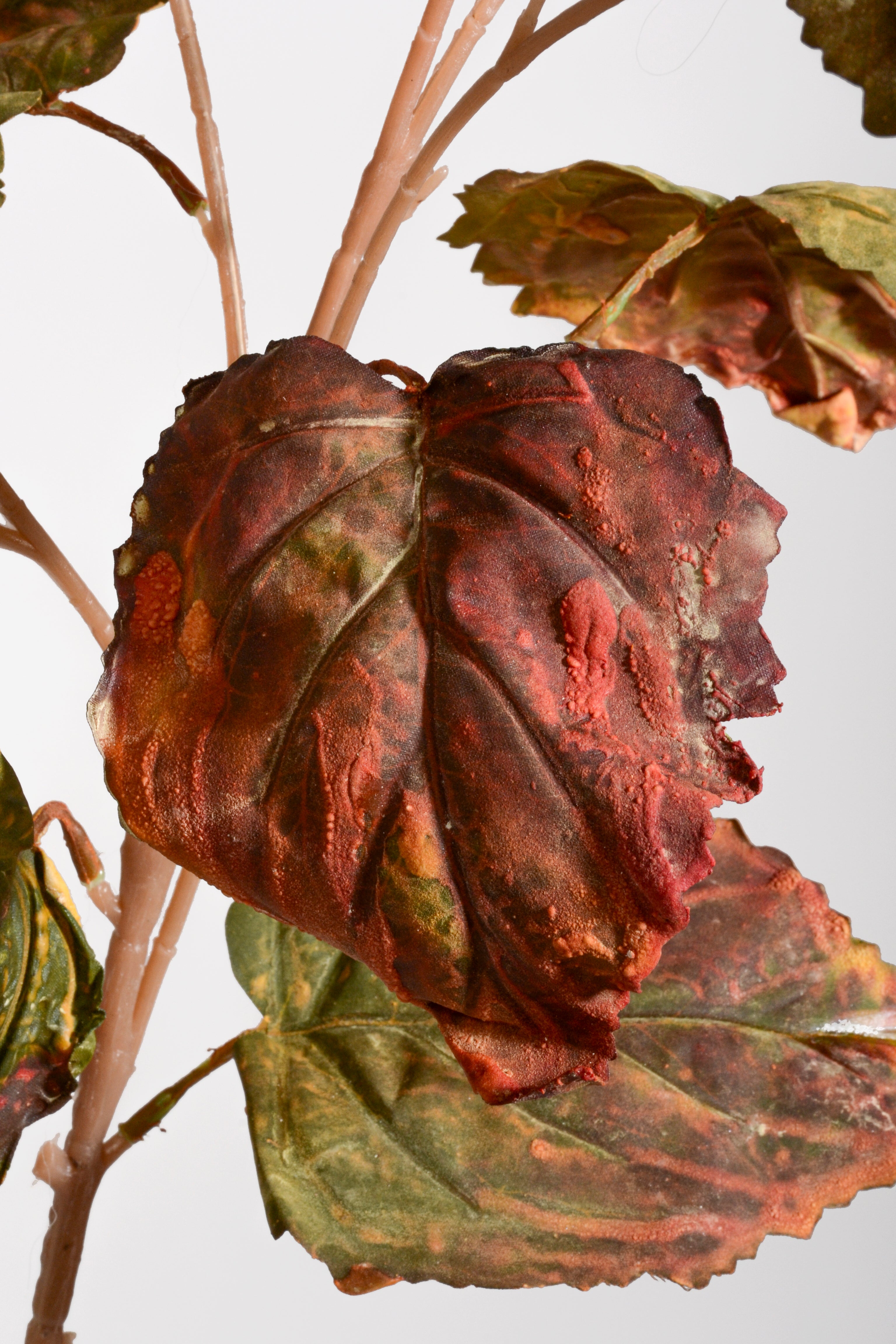 33.5" Artificial Dry Leaf Spray Green/Burgundy