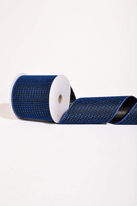 4" X 10Yds Wired Metallic Rishi Solid Ribbon Navy