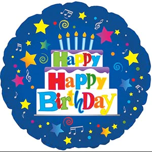 17" Round Happy Birthday Balloon (Blue)