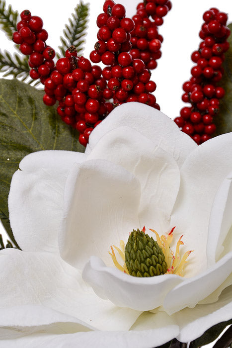 18" Silk Magnolia Bush White