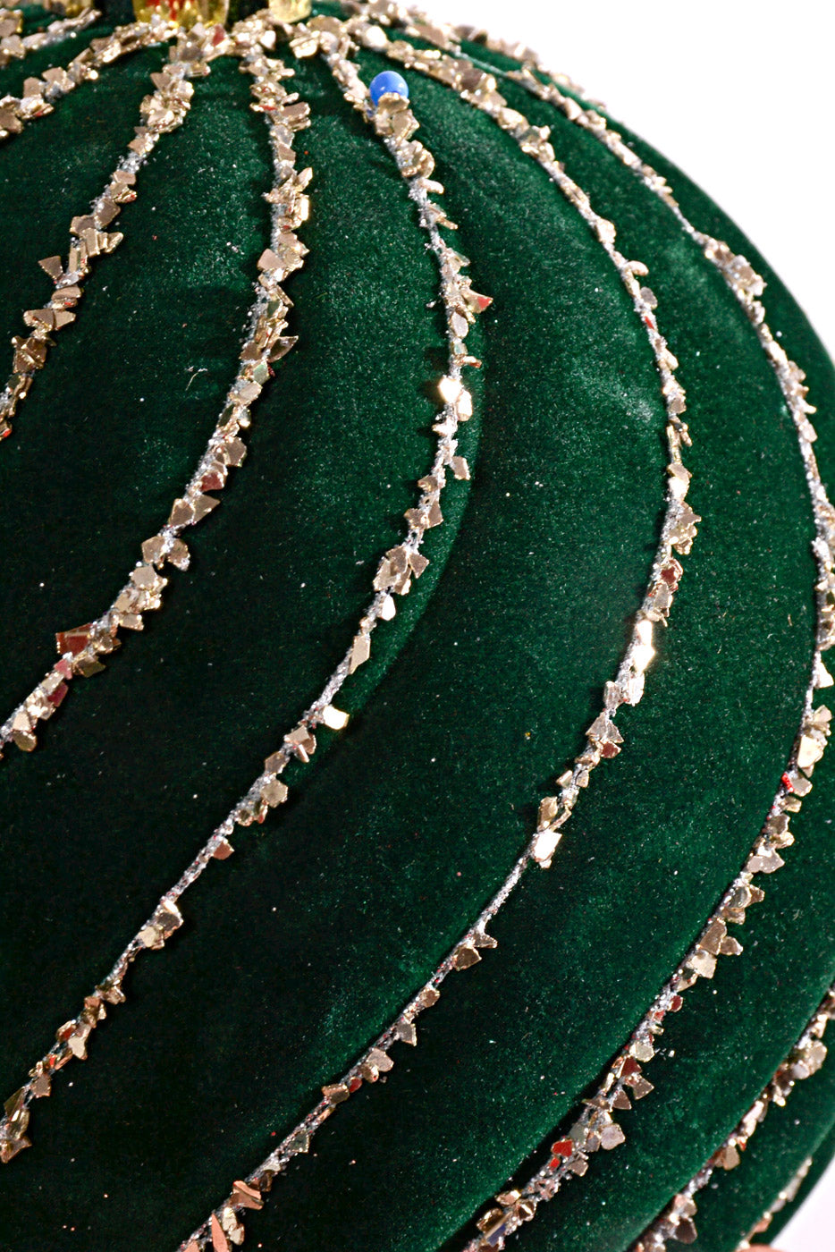 150MM Velvet Ball Ornament Dark Green//Gold