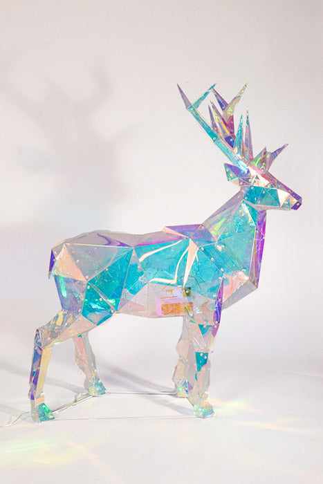 27" X 36" Lighted Standing Deer Iridescent Clear