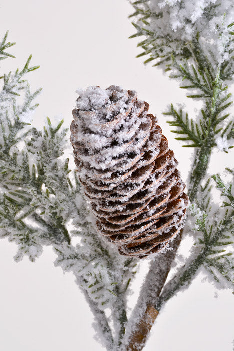 20" Snow Pine Pick Cone Green/White