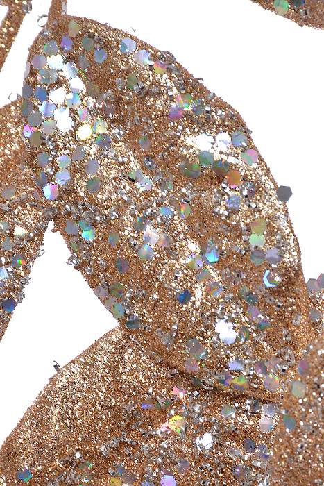 31" Glitter Sequin Camelia Leaf Spray Champagne