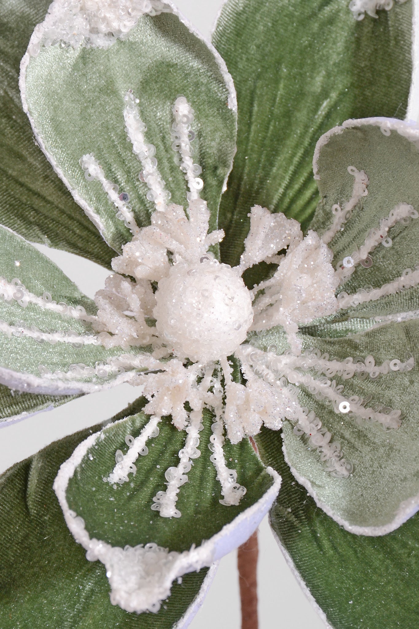 22" Velvet W/ Glitter Magnolia Stem Matcha
