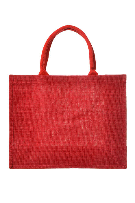 15.5" X 12" X 6" Burlap Tote Bag Red