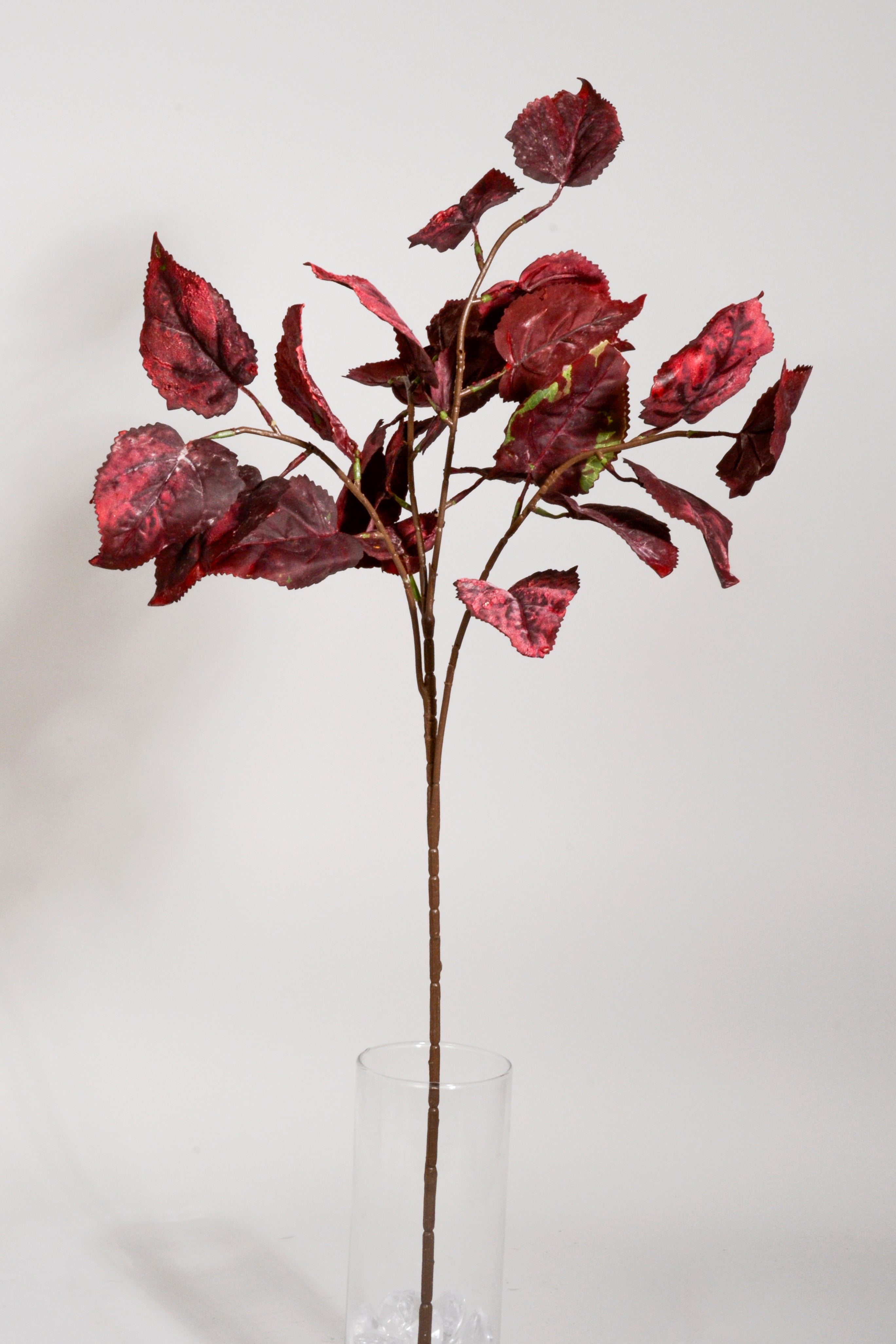 31.5" Artificial Poplar Leaf Spray Burgundy