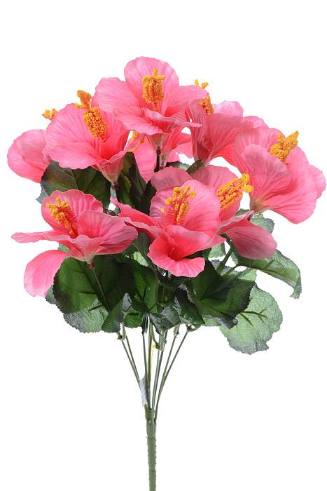 17" Silk Hibiscus Bush Pink