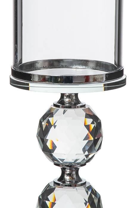 2.75"x 9" Glass Candle Holder W/crystal Clear/silver