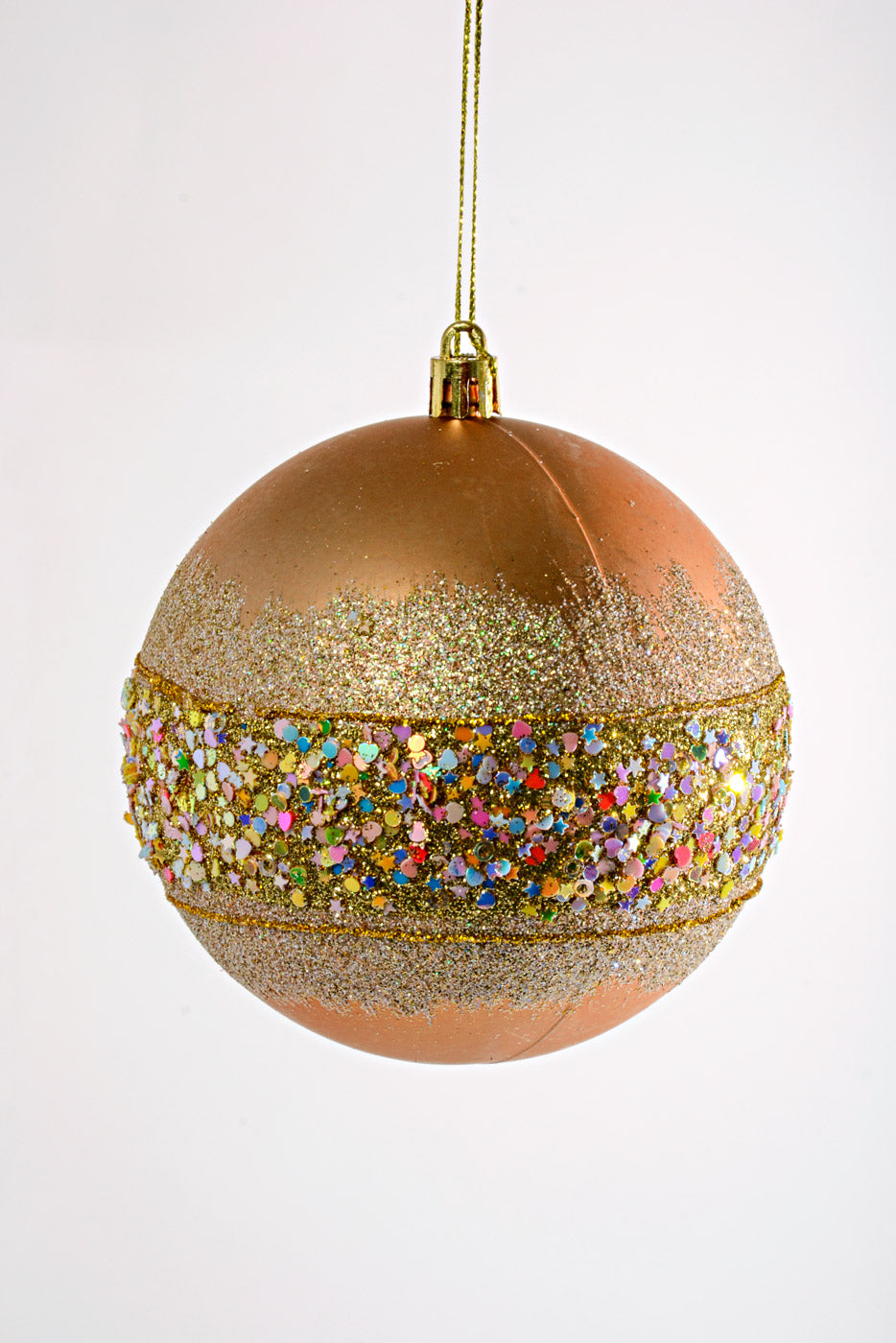100MM Plastic Shiny/Matte W/Glitter/Sequin Ball Ornament Gold Box/4