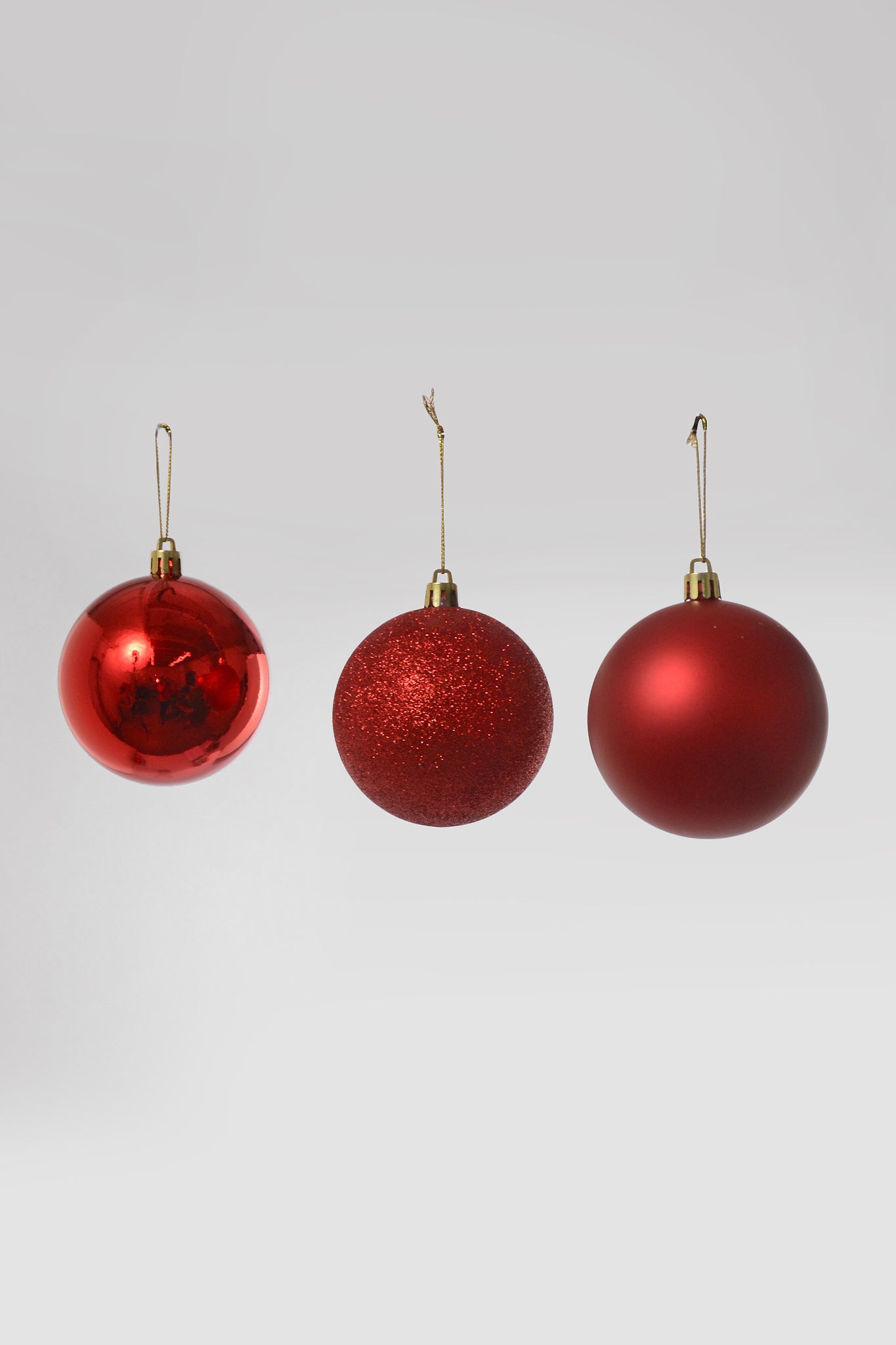 80Mm Shiny/Matte/Glitter Plastic Ornament Ball Red Box/6