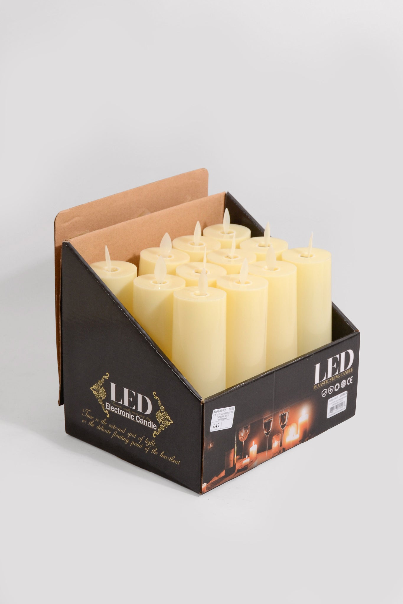 2" X 6.25" LED Candles Amber Pkg/12