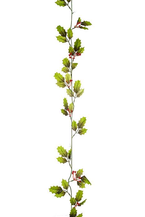 6 Ft Holly & Berry Garland Green/Red