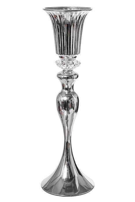 22" Metal Candle Holder/bouquet Stand Silver