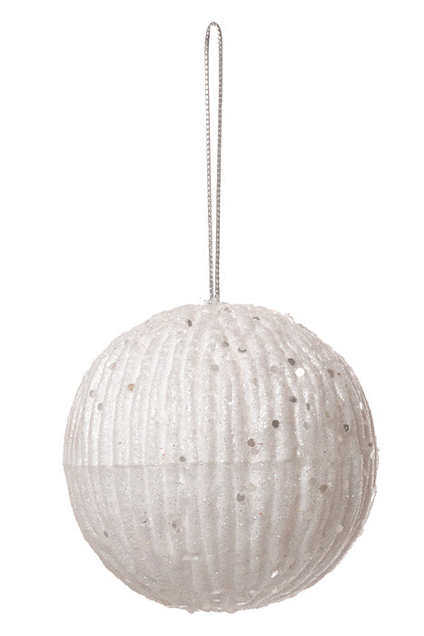 100Mm Styrofoam Ball Ornament W/Glitter (White)