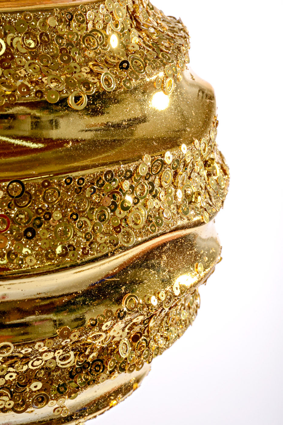 200MM Plastic Ball with Glitter/Sequin Ornament Gold