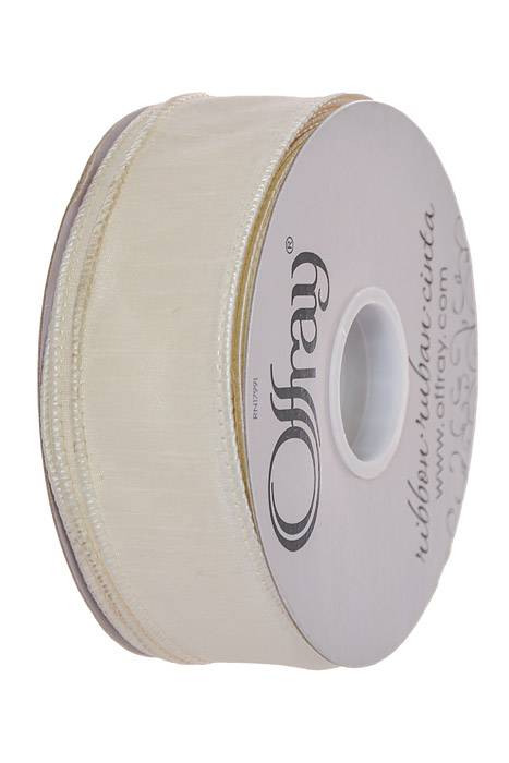 1.5" X 25 Yds Wired Anisha Ribbon Ivory