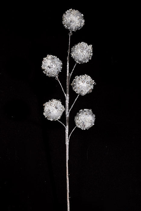 20" Glittered Ball Spray Silver