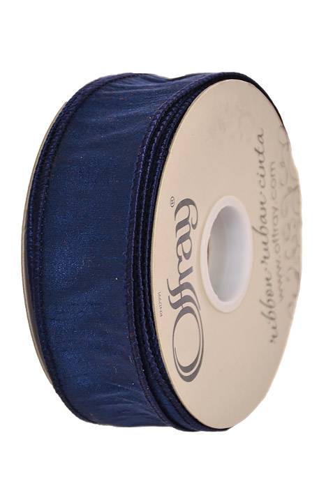 1.5" X 25 Yds Wired Anisha Ribbon Navy