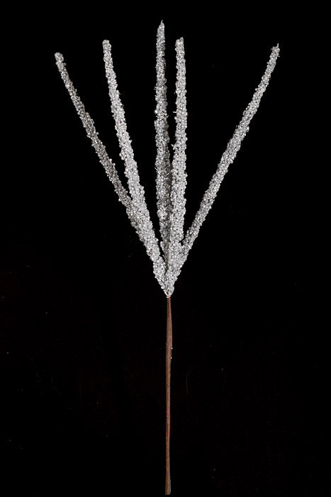 24" Glitter Foxtail Grass Spray Silver