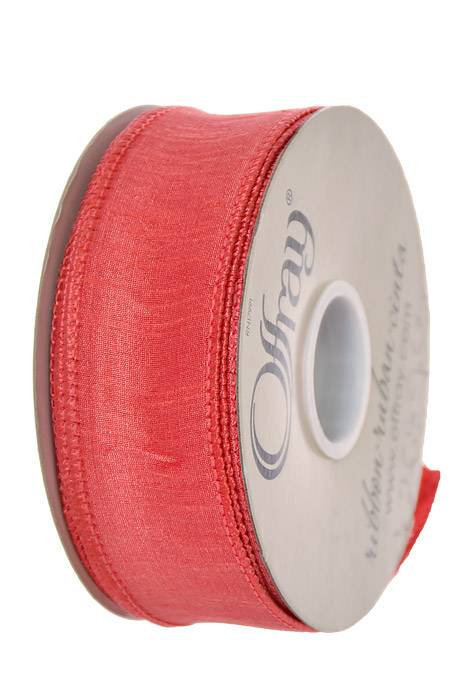 1.5" X 25 Yds Wired Anisha Ribbon Red Coral
