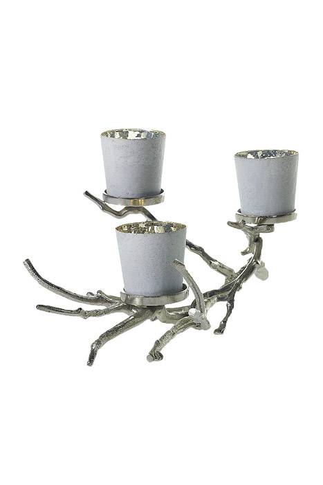22" X 10.5" X 11" Wildwood Candle Holder (Silver)