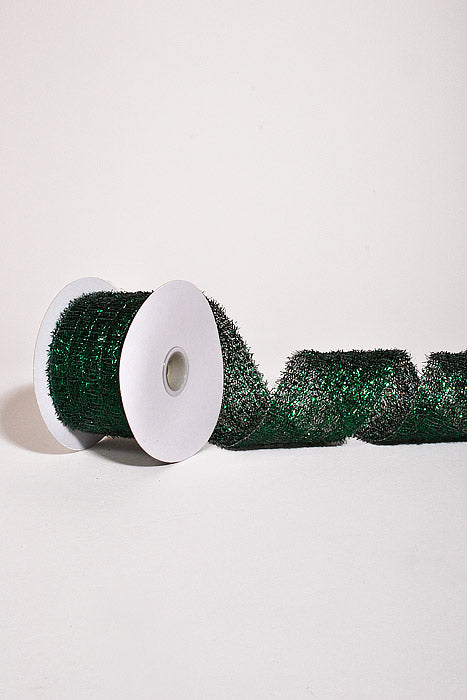 2.5" X 10Yds Wired Long Confetti Metallic Ribbon Hunter Green