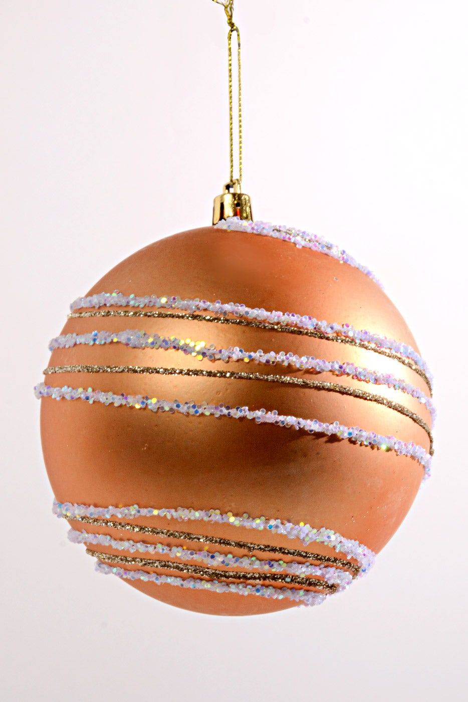 100MM Plastic Shiny/Matte Ball with Glitter Ornament Gold/White Box/4