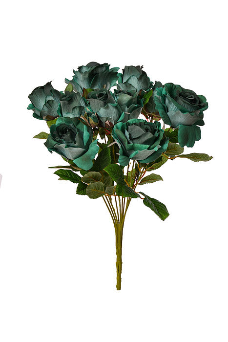 19" Rose/Rose Bud Bush Emerald/Green