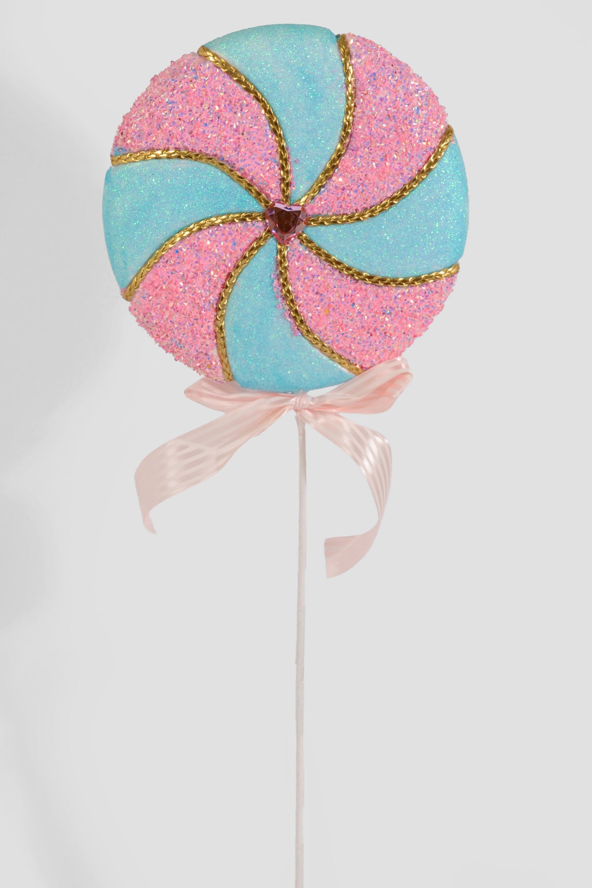 27" Glitter/Tinsel/Beaded Swirl Lollipop Pink/Blue
