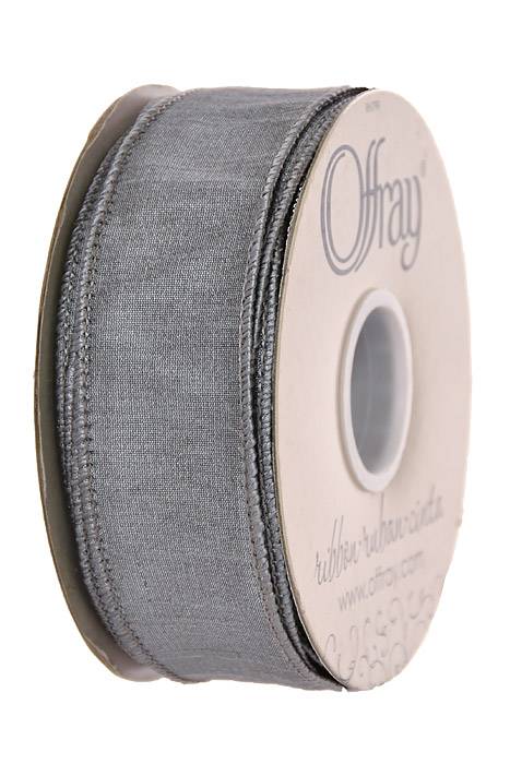 1.5" X 25 Yds Wired Anisha Ribbon Grey